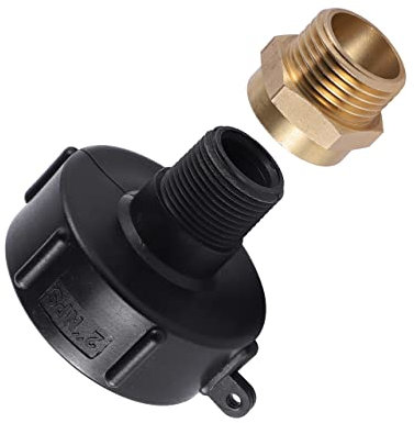 FOGWOWO IBC Tote-Ablaufadapter, 5,1 cm NPS Gewinde x 1,9 cm Außengewinde, Rohrverbinder Schlauchverbinder mit 1,9 cm BSP Innengewinde x 1,9 cm GHT Außenschlauchadapter, Gartenarmatur-Ventile Armaturen