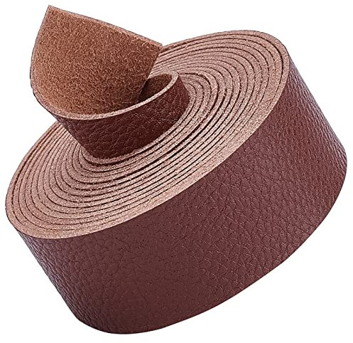 GORGECRAFT Brauner Lederriemenstreifen 25mm Breit 200cm Lang Ledergürtelstreifen Mit Litschi-Muster Einseitig Flache Kordel Für Heimwerker Basteln Projekte Kleidung