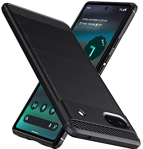 Natbok Cover Compatibile con Google Pixel 6A,TPU Morbido Antiscivolo,Assorbimento degli Urti, Protettivo Resistente Custodia, Fibra di Carbonio Google Pixel 6A Cover,Nero