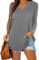 iChunhua Womens Plain Basic V Neck Long Sleeve Tops Tee Shirt T-Shirt Grey Small