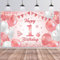 BTZO Happy 1st Birthday Decorations - Rose Gold Pink Newborn Girls Boys First Birthday Backdrop Photography Background Baby Shower Banner
