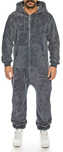 Crazy Age Herren Jumpsuit aus kuscheligem Teddyfleece/Flauschig und warm/
