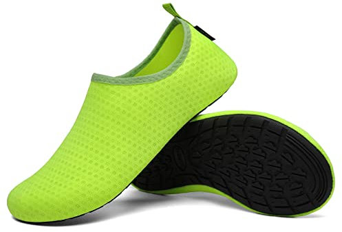 SAGUARO Badeschuhe Herren Wasserschuhe Damen Schwimmschuhe Aquaschuhe Schnell Trocknend Strandschuhe Surfschuhe Leicht Neoprenschuhe Wassersportschuhe Tauchschuhe Grün Gelb Gr. 38/39 EU