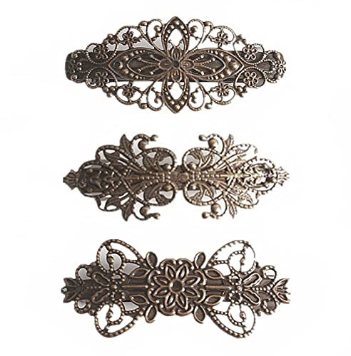 3 pasadores de pelo vintage de aleación de cobre, estilo retro, flores francesas, accesorios de decoración para niñas y mujeres