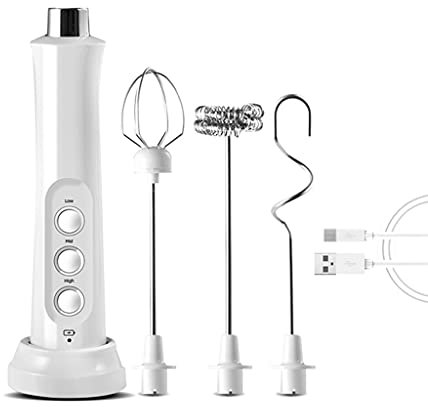 ATAAY Espumador de Leche portátil Recargable por USB, batidora eléctrica de Mano de 3 velocidades, Adecuada para batidor de Capuchino con Leche (Gris Argento Claro)