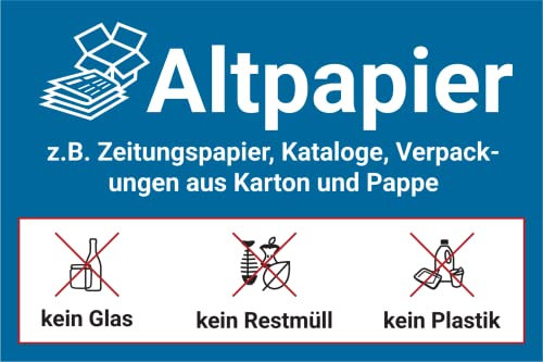 Havati Laminierte Aufkleber für Mülleimer und Müllcontainer (Aufkleber, laminiert, Altpapier, 200x300 mm)
