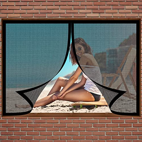 Fliegengitter Für Dachfenster 120 x 70 cm Fliegengitter Für Fenster Einfache Installation Auto Schließen Magnetvorhang Für Balkontür Terrassentür, Schwarz