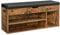 VASAGLE Shoe Bench with Cushion, Storage Bench with Padded Seat, 3 Compartments, Hidden Storage, Shelves, Living Room Lounge Hallway Bedroom, Load Capacity 150 kg, Rustic Brown LHS130B01