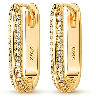 NARMO 925 Sterling Silber U Shaped Huggie Hoop Ohrringe für Frauen Gold Plated Cubic Zirkonia Strass Hoop Ohrringe Modeschmuck