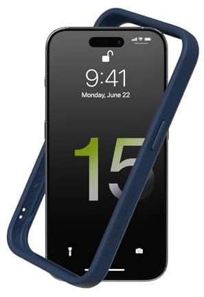RHINOSHIELD Bumper Case Compatible with [iPhone 15 Pro] | CrashGuard - Shock Absorbent Slim Design Protective Cover 3.5M / 11ft Drop Protection - Navy Blue