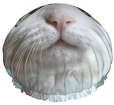 Funny Cat Pattern Shower Cap & Bath Cap For Women,Reversible Oversized Waterproof Shower Caps Large Designed For All Hair Lengths,Elastic Reusable Bathing Hair Cap