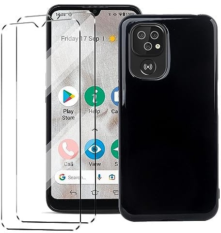 HuiYouMY [3 in 1] Case Compatible with Doro 8100 Cover with 2 Pack Tempered Glass Screen Protector for Doro 8100, Slim Fit Soft TPU Shockproof Anti-Scratch Phone Case Cover - Navy