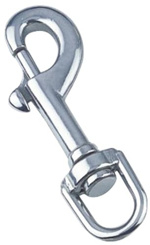 Mosquetón giratorio de acero inoxidable 3 x 64 con ojo en D, 2 unidades, gancho de acero inoxidable A4 – AISI 316 – inoxidable