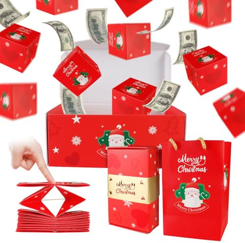 Überraschungsbox-Geschenkbox,Merry Christmas Surprise Box Pop Up Box 10 Box faltbare Bounce Explosionsbox Geldgeschenke Box für Hochzeiten, Jubiläen, Weihnachten und mehr