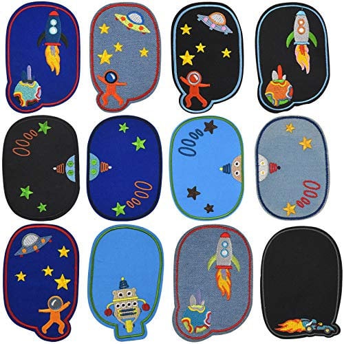 volumoon 12 Stück Patches, AufnäHer Zum AufbüGeln Kinder, Bügelaufkleber Kleidung, Reparieren Sie das Loch, Taschen Jeans T-Shirt Bügelflicken, Jeans Kleidung Patches für Rucksäcke Jacken Kleidung.
