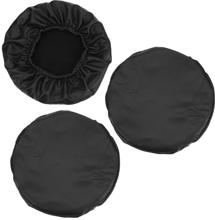 PATIKIL Round Bar Stool Cover, 3 Pack PU Leather Elastic Bar Stool Cover Waterproof Stool Cushions for Diameter 12-14 Chair, Black