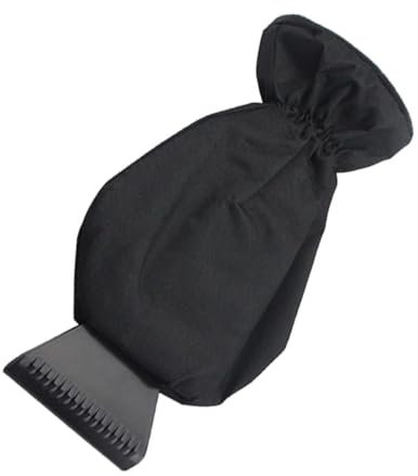 Taicols Eiskratzer Auto mit Handschuh, Gefüttertes lnnenfutter, Umschließender Gummizug, mit Eisbrecherkante, Professioneller Autoscheiben Eiskratzer, Schnee und Frost Entfernung Eiskratzer (Schwarz)