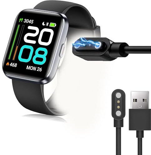 Blueshaweu Ladekabel Kompatibel mit Tensky ID208 Plus 1,8'' Smartwatch, Kabel Ladegerät Ladestaion für Tensky ID208Plus / Quican IDW208 Plus Smartwatch (schwarz)