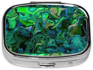 Abalone Pillendose mit Perlmutt-Druck, quadratisch, 2 Fächer, tragbare Pillendose für Zuhause und Reisen