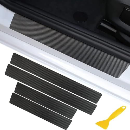NGANOH 4 STÜCKE Auto Kohlefaser Einstiegsleisten Für Toyota RAV4 2019-2023 Tuning Zubehör Auto Scuff Plate Türschwelle Sill Aufkleber