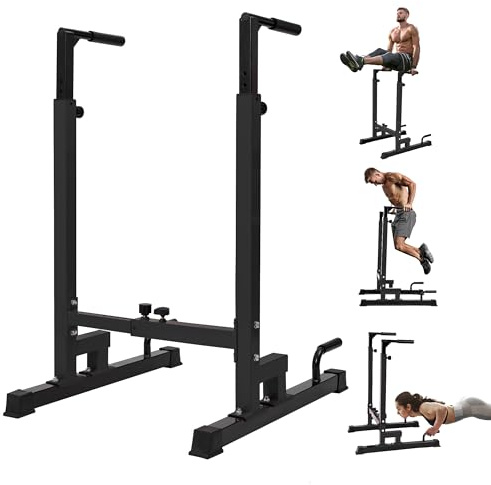 Yes4All Dip Stand 500 LBS Capacity, 80 Levels Adjustable Dip Bars, Dip Station Machine for Home Gym - Black