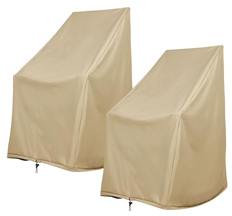 Shine Company Wetterfeste Outdoor-Schaukelstuhlhusse, 2er-Set, 100 % gewebtes Polyester, elastische Kordel mit Knebel, Khaki, 2 Stück