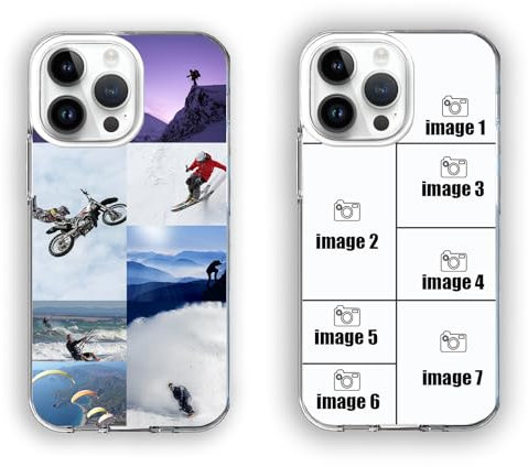 Personalised Custom for iPhone Case, 7 Photo Collage Polaroid Style Custom Picture CLEAR Silicone Impact Case for iPhone 11 12 13 14 15 Ranges Valentine'S Day Gift (7 photos)