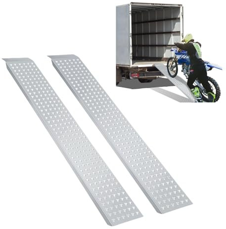 ISOISL 2X Auffahrrampe 400kg Verladerampe rutschfeste Verladeschiene Verzinkter Stahl Rampe Auto,Laderampe geeignet für Motorrad, ATV Quad PKW,Rasenmäher und mehr leicht und tragbar 160cm