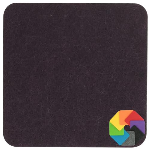 Design Filz Untersetzer eckig - 20x20cm in Pflaume für Glas, Getränke, Bar, Tasse, Vase