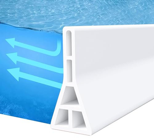 jackfru 2M Duschschwellen, Wasserdamm Höhe: 8,9 cm, Duschdichtung Duschkabine, Boden Dichtleiste Dusche, Schwallschutzleiste Dusche, Bad Wasserbarriere (Weiß, 2M*(8,9cm*3,8cm))