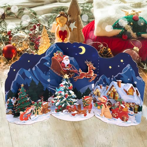 Kesote Weihnachtskarten Pop Up Karten Weihnachten Glückwunschkarte 3D Grußkarte mit Umschlag