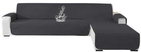Ystyle Sofabezug L Form 3 Sitzer, Universal Reversibel Sofa Überzug L Form Für Links/Rechts Halbinsel, Sofabezug Ecksofa L Form Wasserdicht, Sofa Cover L Shape Kratzfest (255cm, Dunkelgrau)
