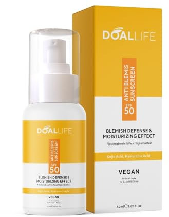 Sonnencreme Gesicht - Sonnenschutz, Anti-Unreinheiten-Sonnenschutz, LSF 50, Ölfreier Gesichts-Sonnenschutz, Sofort Wirksamer, Leicht Strukturierter Sonnenschutz, Vegan - 50ml - DOALLIFE (2 Stück)