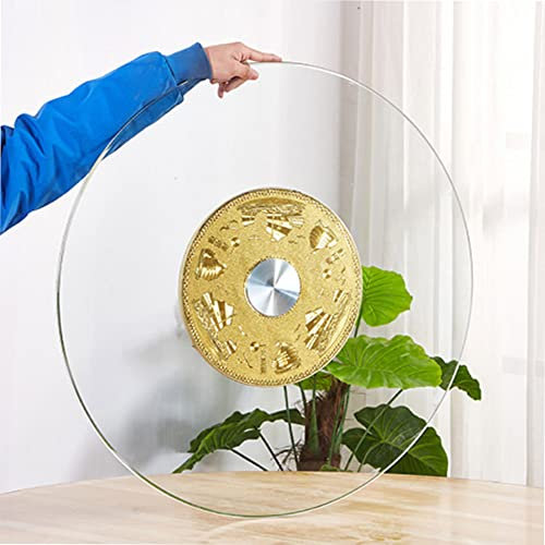 YHYWJHY Bandeja giratoria Transparente para Mesa de Comedor, Plato Giratorio Lazy Susan de Vidrio Templado, Plato para Servir Resistente, Plato Giratorio Grande para Mesa, Base de aleación