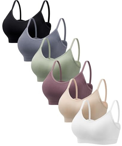 HBselect 6er Pack Gepolsterte BHS ohne Bügel Damen Rückenfrei Nahtlose Bralettes Bügelloser T-Shirt BHS Sports Bra Yoga Bustier für Frauen Mädchen XXL B