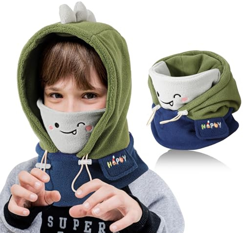 TAGVO Kinder Sturmhaube Winter 4-12, Multifunktional Winddicht Thermo Fleece Wintermütze Gesichtsmaske mit Verstellbarer Kinnriemen, Slouchy Sturmhaube Fahrrad Skimaske Balaclava für Jungen Mädchen