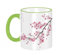 KDWJS Tasse Keramik Kaffeetassen Große 11oz Tassen 330ml Trinkgläser Mit Griff Personalisierte Geschenk Weiß,Kirschblüte in Pastellfarben. Japanischer Sakura-Zweig mit blühenden Blumen