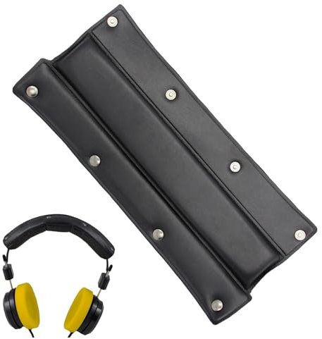 Ersatz Kopfpolster Knöpfbar,Universal Studio Kopfhörer Schwarz Headband Pads,Weiches PU Leder Kopfband mit 4 Metall Knöpf,Stirnband Polsterschutz Abdeckung,für Studio Gaming Headset(20,7 x 9,5 cm)