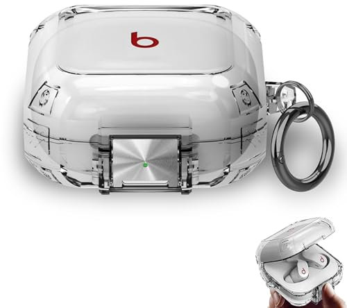 CLKE Custodia per cuffie Bluetooth trasparente, compatibile con Beats Fit Pro con portachiavi, custodia protettiva in TPU antiurto antigraffio per Beats Fit Pro
