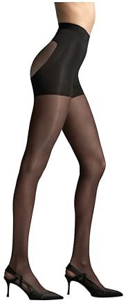 L'eggs Women's 360 Degree Contour Shaping Tights for Sculpted Style and Comfort, Black Sheer, Medium