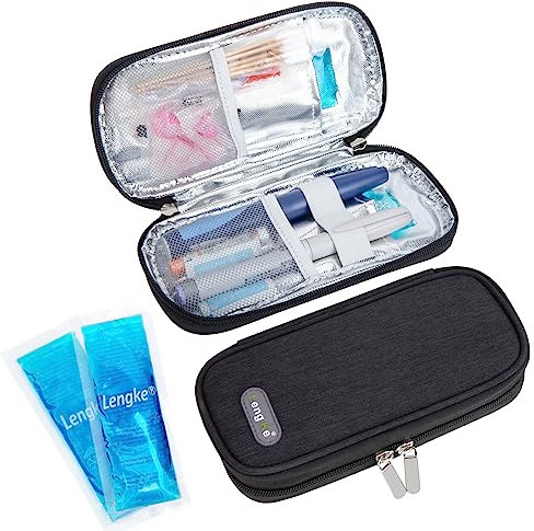 SUNMON Bolsa Térmica Insulina con 2 Paquetes de Hielo Reutilizables, Nevera Insulina Viaje para Bolígrafos de Insulina y Accesorios para Diabetes, 4-6 Horas de Duración