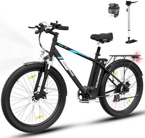 COLORWAY E Bike,26''×3,0'' 250W Elektrofahrrad, Elektrofahrräder für Erwachsene, Pedalunterstützung, Stadträder für Männer mit 36V 15Ah Akku, mit Intelligentes Display, Unisex Erwachsene Pedelec