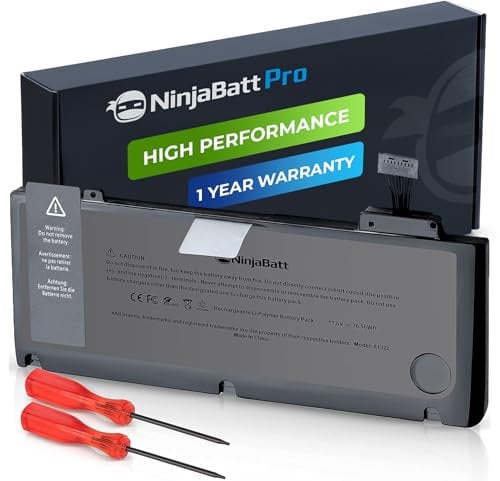 NinjaBatt Batterie A1278 A1322 für Apple MacBook Pro 13 [2009 2010 2011 2012 Years] - High Performance [ 76.56Wh/11.6V]