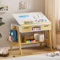 MSFE Kinderschreibtisch Höhenverstellbar,Neigungsverstellbar, Multifunktionaler Kinderlerntisch mit 2 Schubladen,1 Ablagefach,1 Unteres Regal,schöner Schülerschreibtisch,75.3x63x95cm