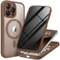 BERFY Magnetic for iPhone 14 Pro Max Case, Compatible with MagSafe, Built-in Privacy Screen Protector and Upgraded Camera Protection, Anti-Spy Full Body Shockproof Phone Case for 14 Pro Max 6.7,Brown