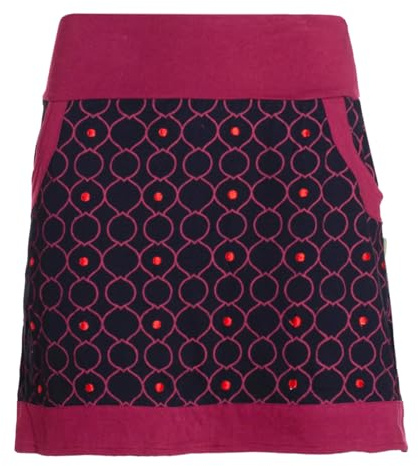 Vishes Alternative Bekleidung - Damen Mini-Rock Baumwolle Kreis-Druck elastischer Bund mit Stickerei
