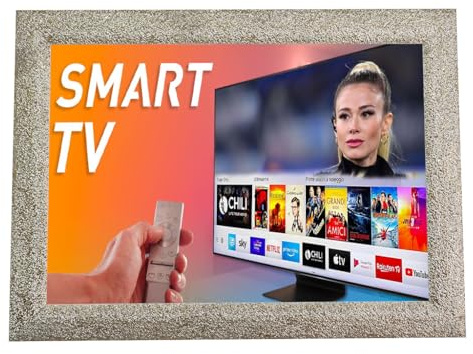 Cornice in legno bianca e oro per Smart Tv, Decorativa, Universale su misura TV141BO (da 51 a 65 pollici)