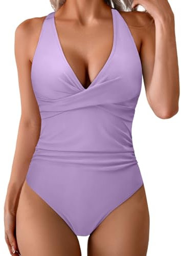 Generisch Traje de playa Swimsuit Bañador Bañador Push Up para Mujer, Color lila claro., XXL