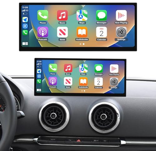 Ninetom Radio para Coche de 12,3 Pulgadas con Apple CarPlay, Android Auto, Mirrorlink y GPS para Audi A3 S3 (2014-2019) con Sistema MIB. Compatible con Mirrorlink, cámara, navegación, Siri y música