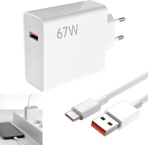 67W Chargeur pour Xiaomi Charge Rapide avec Câble USB C 1m,Chargeur Rapide USB C Compatible avec Xiaomi Mi 14/13T/13/13 Pro/12/11/10 Redmi Note 13/12/11/10/9 Poco F5/F5 Pro/X4/X5
